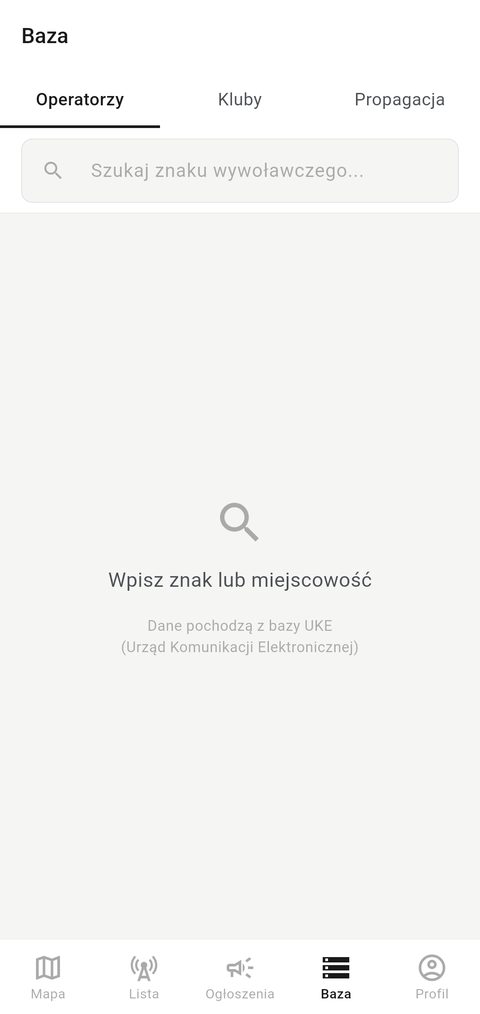 Baza operatorów krótkofalowych — wyszukiwarka znaków wywoławczych